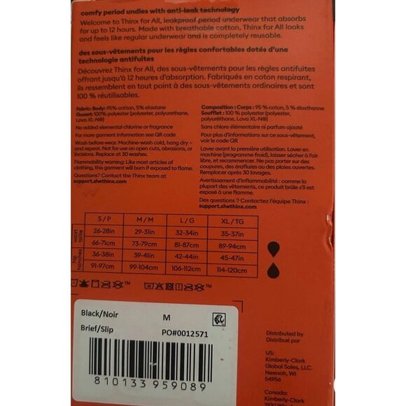 Thinx for all Reusable Leakproof Period  black womens  medium briefs BNIB - Picture 3 of 5